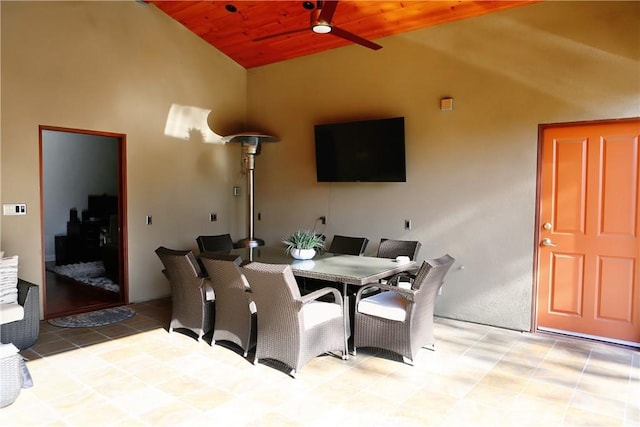 view of patio featuring ceiling fan