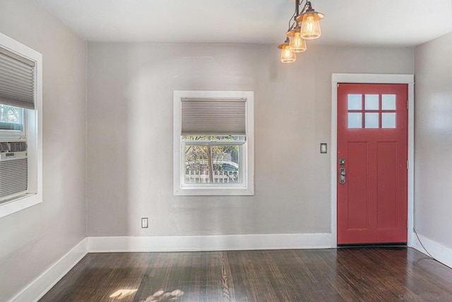 foyer entrance featuring dark hardwood / wood-style flooring