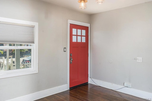 entrance foyer with dark hardwood / wood-style flooring