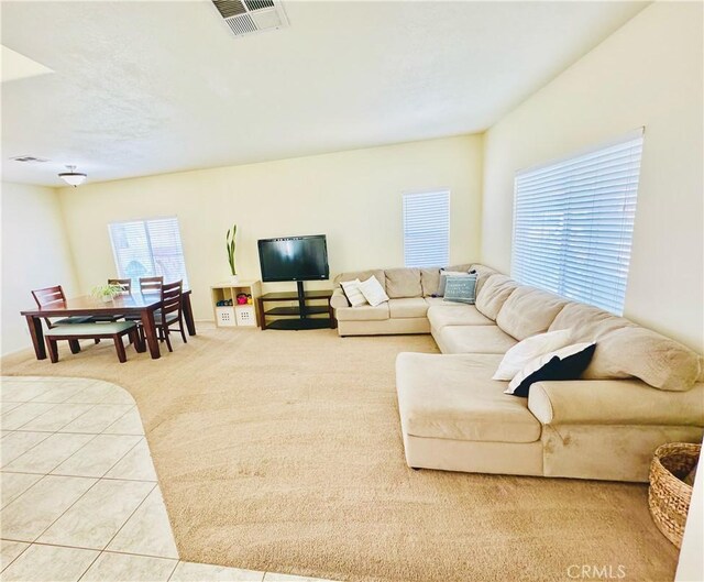 view of tiled living room