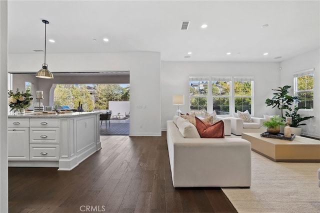 living room with hardwood / wood-style flooring