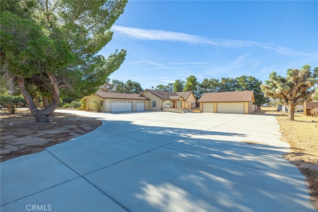 single story home with a garage