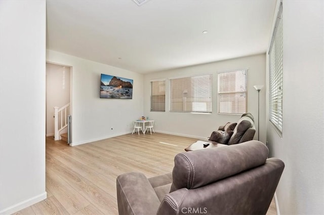 living room featuring light hardwood / wood-style floors