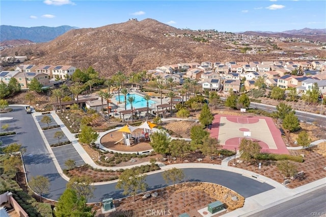 aerial view with a mountain view