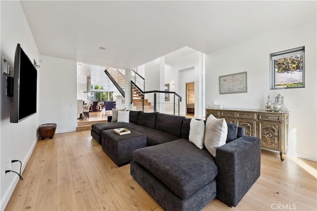 living room featuring light hardwood / wood-style flooring