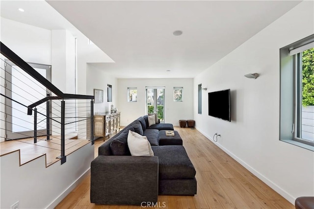 living room featuring light hardwood / wood-style flooring