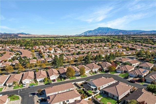 aerial view with a mountain view