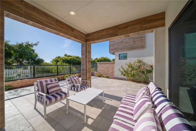 view of patio / terrace with an outdoor living space