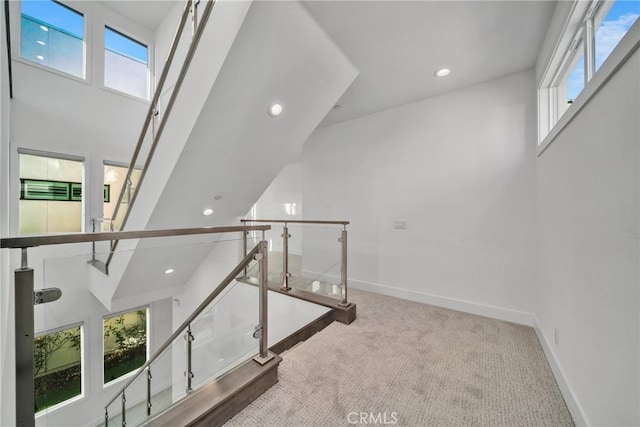 interior space featuring carpet and plenty of natural light