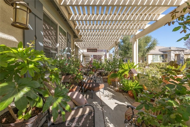 view of patio / terrace featuring a pergola