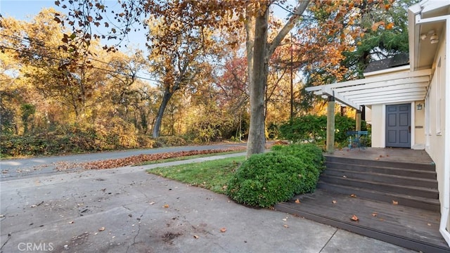 exterior space with a pergola