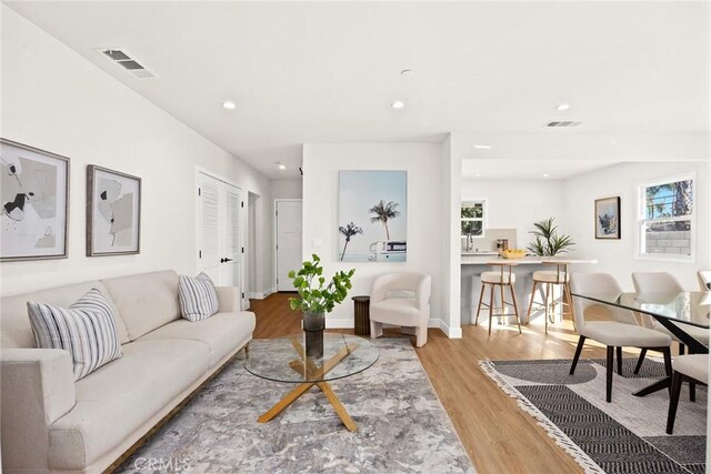 living room featuring light hardwood / wood-style flooring