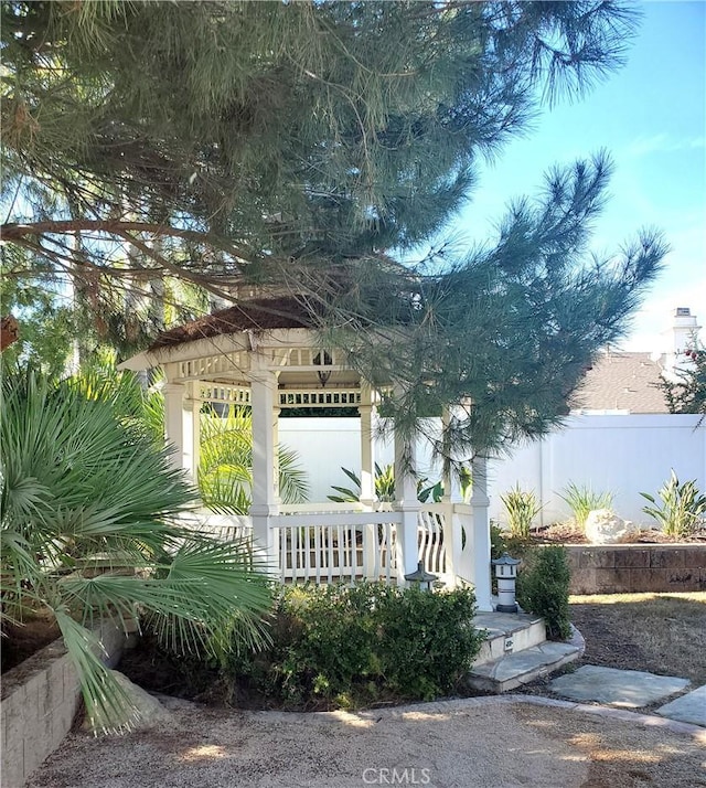 view of front of home with a gazebo