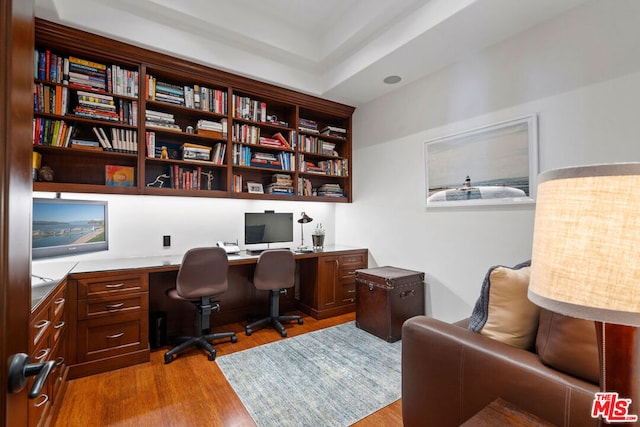 office space featuring light wood-type flooring