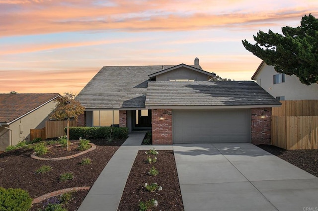 view of front of house with a garage