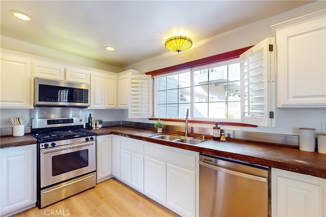 kitchen with white cabinets, sink, and stainless steel appliances