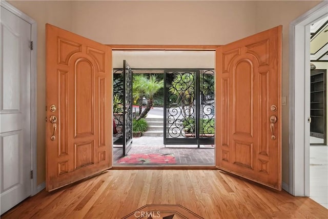 entrance foyer with light hardwood / wood-style flooring