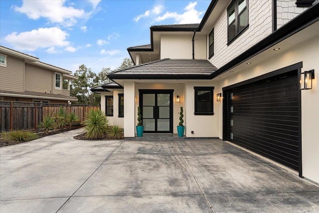 entrance to property with a garage