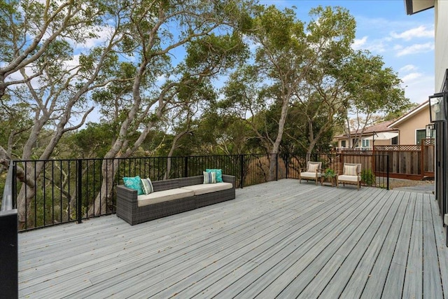 deck featuring an outdoor living space