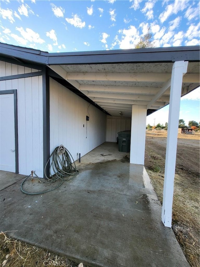 garage with a carport