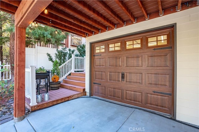 view of garage