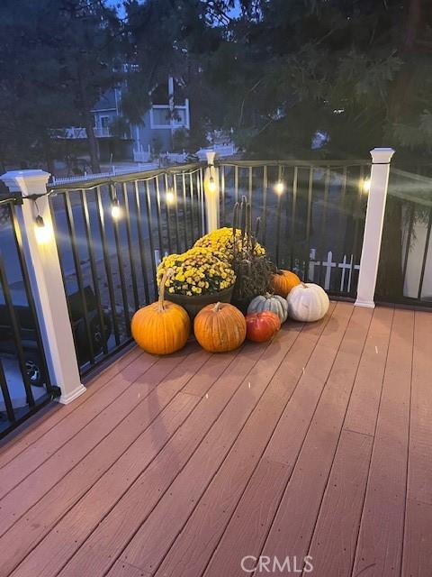 view of deck at twilight