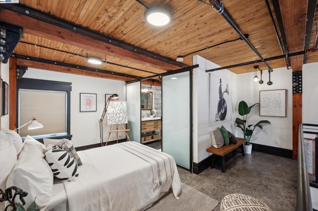 bedroom featuring wood ceiling