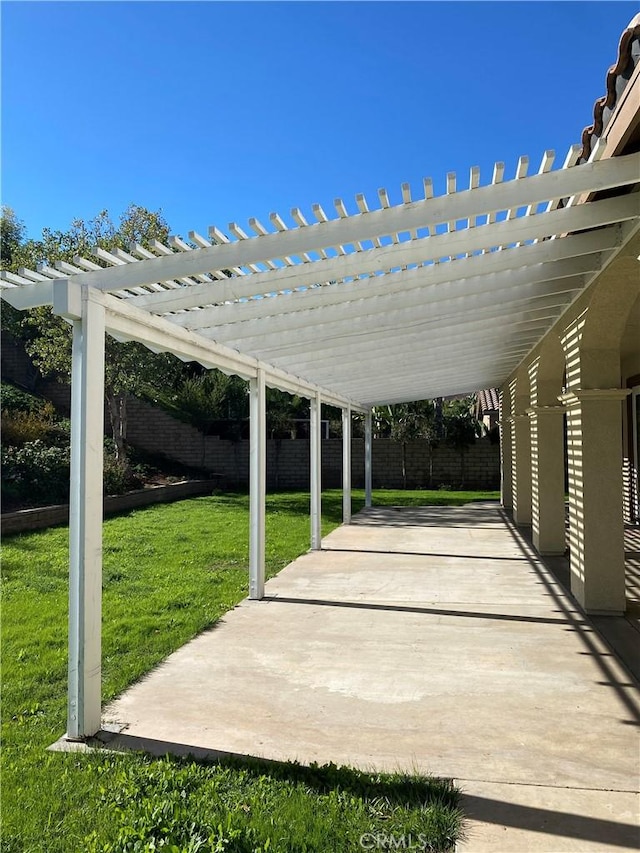 view of patio / terrace featuring a pergola