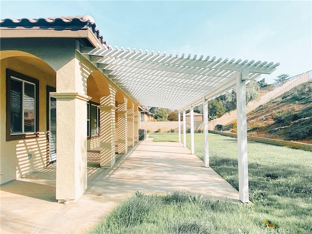 view of patio / terrace featuring a pergola