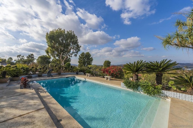 view of swimming pool with a patio area