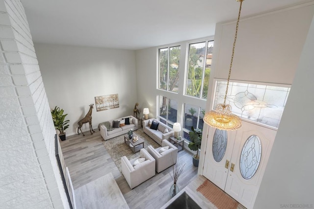 living room featuring light hardwood / wood-style floors