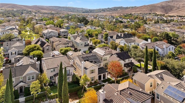 bird's eye view with a mountain view