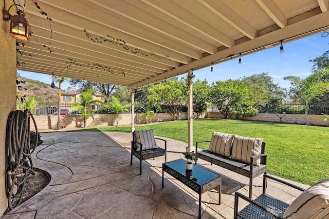 view of patio / terrace with an outdoor living space