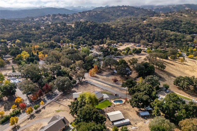 drone / aerial view with a mountain view