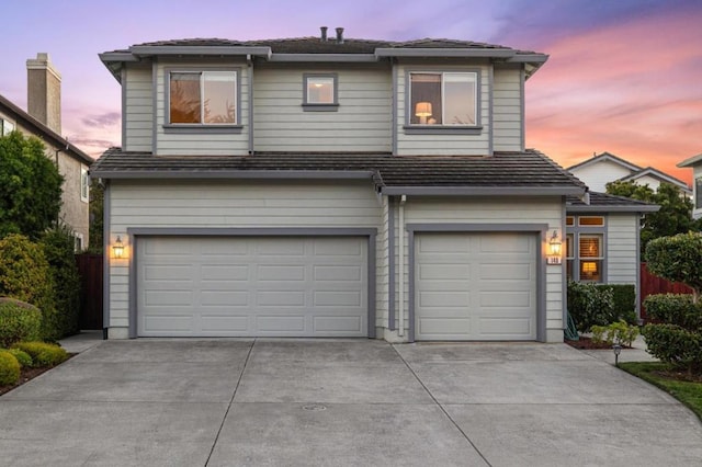 view of property featuring a garage