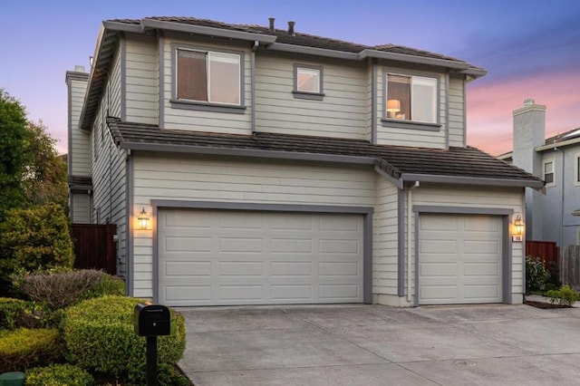 view of front property with a garage