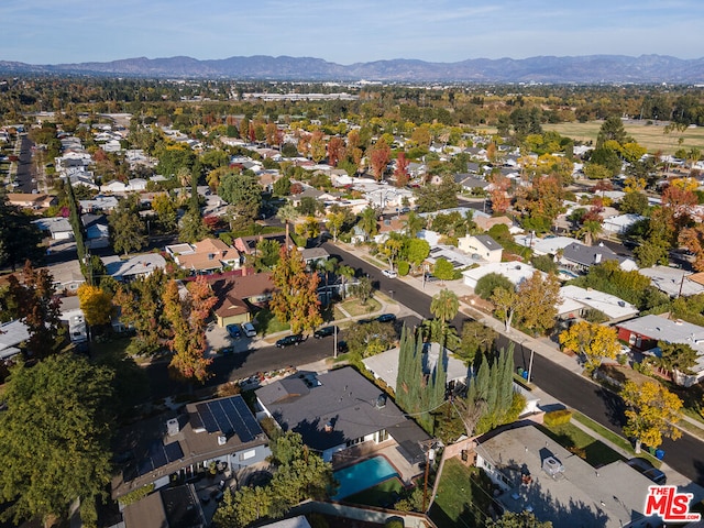 bird's eye view with a mountain view