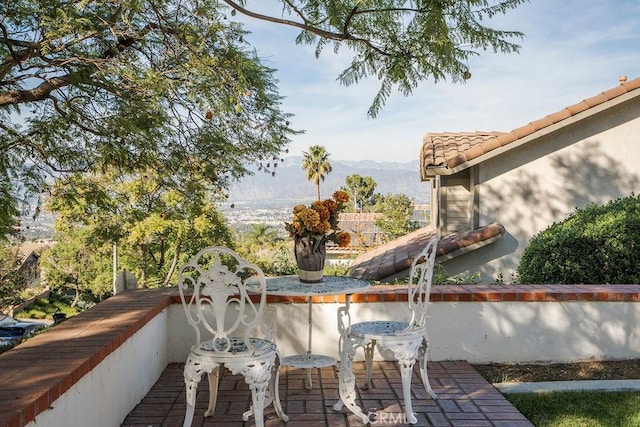 balcony with a mountain view