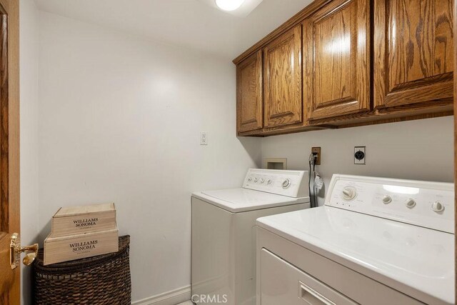 laundry room with cabinets and washing machine and dryer