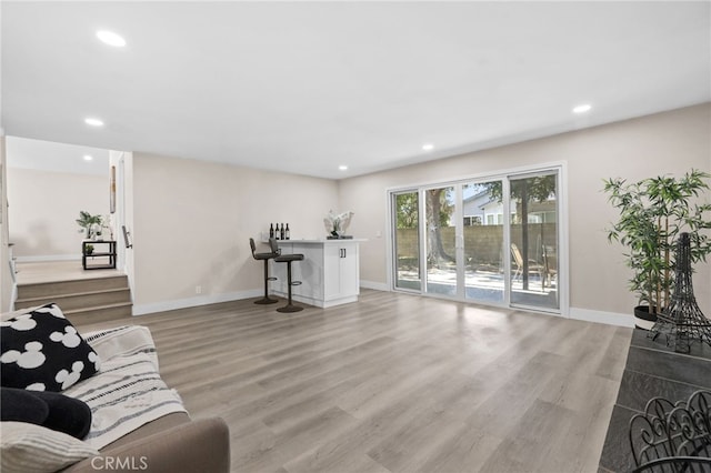 living room with light wood-type flooring