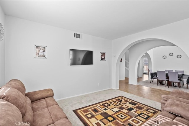 view of tiled living room