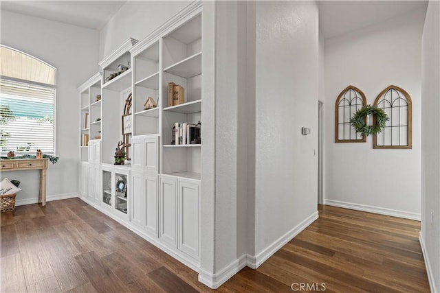 corridor with dark hardwood / wood-style floors