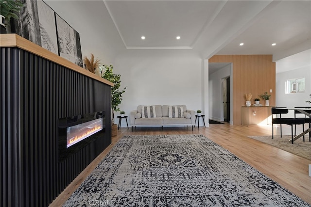 living room with wood-type flooring