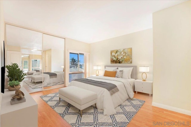 bedroom featuring hardwood / wood-style floors