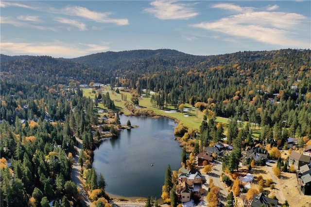 aerial view with a water and mountain view