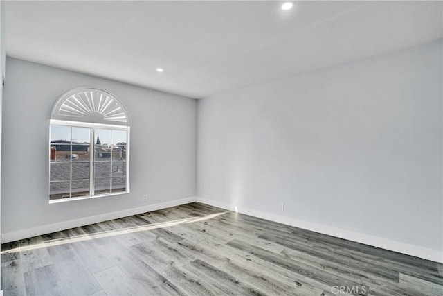 spare room featuring wood-type flooring