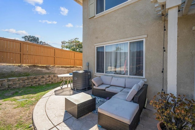 view of patio / terrace with an outdoor hangout area and central AC unit