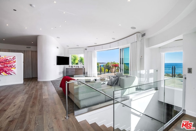 living room featuring plenty of natural light and wood-type flooring