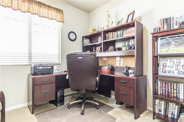 view of carpeted home office