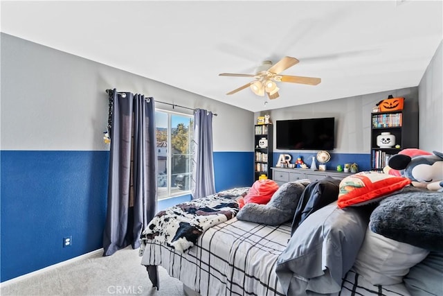 bedroom featuring carpet and ceiling fan